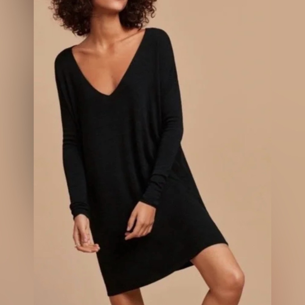 Wilfred Free Charcoal Gray Long Sleeve Lightweight Oversized Dress - Size XXS